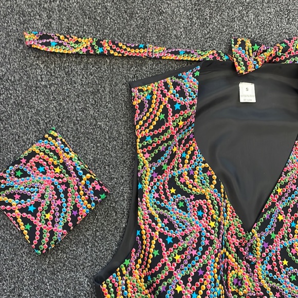 Mardi Gras Beads Vest and Bow tie and hanky size small new - Picture 2 of 3